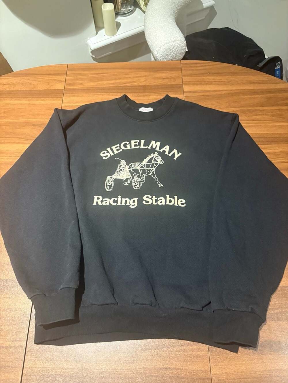 Siegelman Stable Racing Stable Sweatshirt Large Black Graphic Crewneck